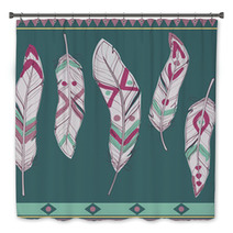 Vector Colorful Set Of Ethnic Decorative Feathers Bath Decor 59649099