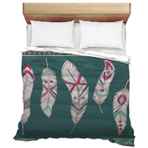 Vector Colorful Set Of Ethnic Decorative Feathers Bedding 59649099