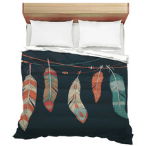 Vector Colorful Set Of Ethnic Decorative Feathers Bedding 62427836