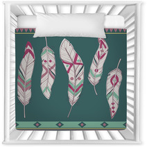 Vector Colorful Set Of Ethnic Decorative Feathers Nursery Decor 59649099