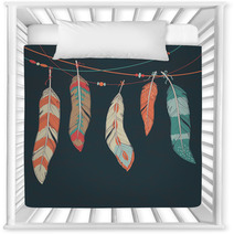 Vector Colorful Set Of Ethnic Decorative Feathers Nursery Decor 62427836