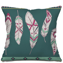 Vector Colorful Set Of Ethnic Decorative Feathers Pillows 59649099