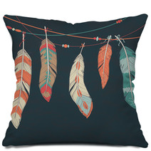 Vector Colorful Set Of Ethnic Decorative Feathers Pillows 62427836