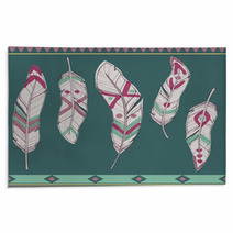Vector Colorful Set Of Ethnic Decorative Feathers Rugs 59649099
