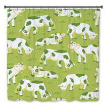 Vector Cows On The Field Seamless Pattern Background With Hand Bath Decor 47647944