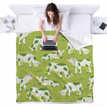 Vector Cows On The Field Seamless Pattern Background With Hand Blankets 47647944