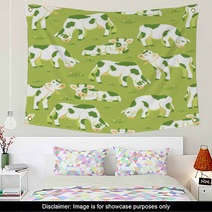 Vector Cows On The Field Seamless Pattern Background With Hand Wall Art 47647944