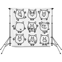 Vector Cute Pigs Cartoons Isolated Backdrops 107999615
