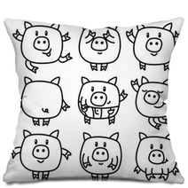 Vector Cute Pigs Cartoons Isolated Pillows 107999615