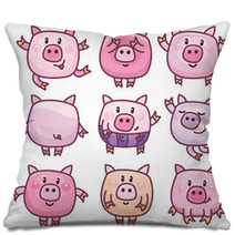 Vector Cute Pigs Cartoons Isolated Pillows 110401617