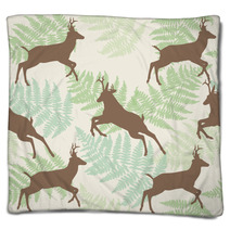 Vector Deer Seamless Background With Fern Blankets 66226766