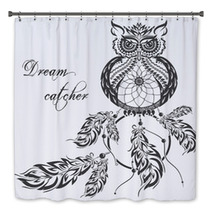 Vector Dream Catcher Owl White Background Bath Decor 152773478