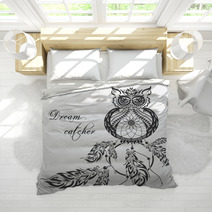 Vector Dream Catcher Owl White Background Bedding 152773478