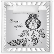 Vector Dream Catcher Owl White Background Nursery Decor 152773478