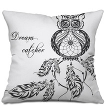 Vector Dream Catcher Owl White Background Pillows 152773478