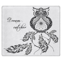 Vector Dream Catcher Owl White Background Rugs 152773478