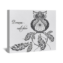 Vector Dream Catcher Owl White Background Wall Art 152773478