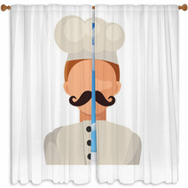 Vector Flat Chef Icon Window Curtains 68795510