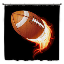 Vector Flying Flaming American Football Ball Bath Decor 36668095