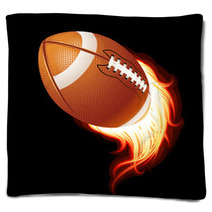 Vector Flying Flaming American Football Ball Blankets 36668095