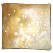Vector Golden Sparkling Background With Lights And Snowflakes Pa Blankets 66779814