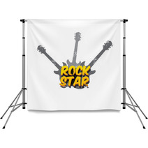 Vector Hipster Cartoon Retro Label Rock Star Backdrops 141349934