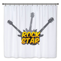 Vector Hipster Cartoon Retro Label Rock Star Bath Decor 141349934