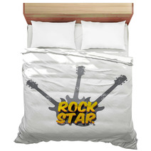 Vector Hipster Cartoon Retro Label Rock Star Bedding 141349934