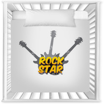 Vector Hipster Cartoon Retro Label Rock Star Nursery Decor 141349934