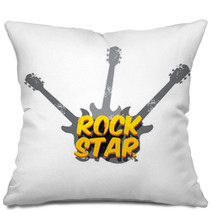 Vector Hipster Cartoon Retro Label Rock Star Pillows 141349934