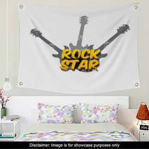 Vector Hipster Cartoon Retro Label Rock Star Wall Art 141349934