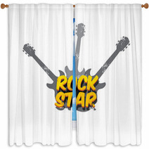 Vector Hipster Cartoon Retro Label Rock Star Window Curtains 141349934