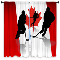 Vector Ice Hockey Players Window Curtains 20237634