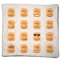 Vector Icon Set Of Smiley Faces Emotions Mood And Expression Blankets 69054002