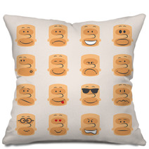 Vector Icon Set Of Smiley Faces Emotions Mood And Expression Pillows 69054002