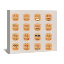 Vector Icon Set Of Smiley Faces Emotions Mood And Expression Wall Art 69054002