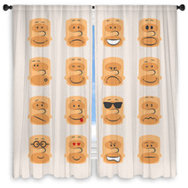 Vector Icon Set Of Smiley Faces Emotions Mood And Expression Window Curtains 69054002