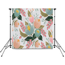 Vector Illustration Of A Seamless Floral Pattern With Spring Flowers Lovely Floral Background In Sweet Colors Backdrops 128115311