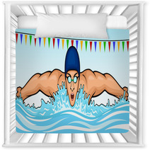 Vector Illustration Of A Swimmer Swimming The Butterfly Stroke Nursery Decor 112051425
