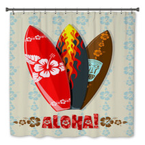 Vector Illustration Of Aloha Surf Boards Bath Decor 14693631