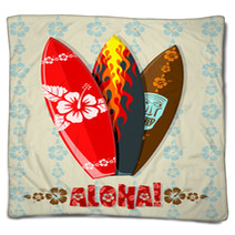 Vector Illustration Of Aloha Surf Boards Blankets 14693631