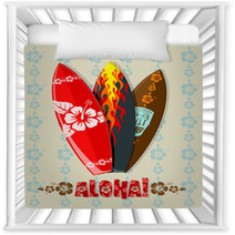 Vector Illustration Of Aloha Surf Boards Nursery Decor 14693631