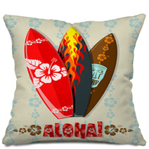 Vector Illustration Of Aloha Surf Boards Pillows 14693631