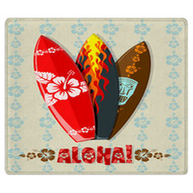 Vector Illustration Of Aloha Surf Boards Rugs 14693631
