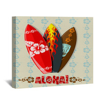 Vector Illustration Of Aloha Surf Boards Wall Art 14693631