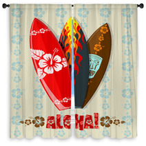 Vector Illustration Of Aloha Surf Boards Window Curtains 14693631