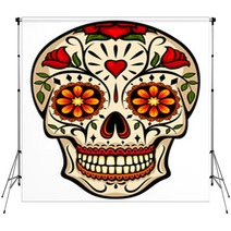 Vector Illustration Of An Ornately Decorated Day Of The Dead Sugar Skull Or Calavera Backdrops 155631640