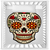 Vector Illustration Of An Ornately Decorated Day Of The Dead Sugar Skull Or Calavera Nursery Decor 155631640