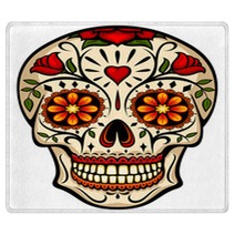 Vector Illustration Of An Ornately Decorated Day Of The Dead Sugar Skull Or Calavera Rugs 155631640