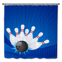 Vector Illustration Of Bowling Pin With Ball Bath Decor 51062629